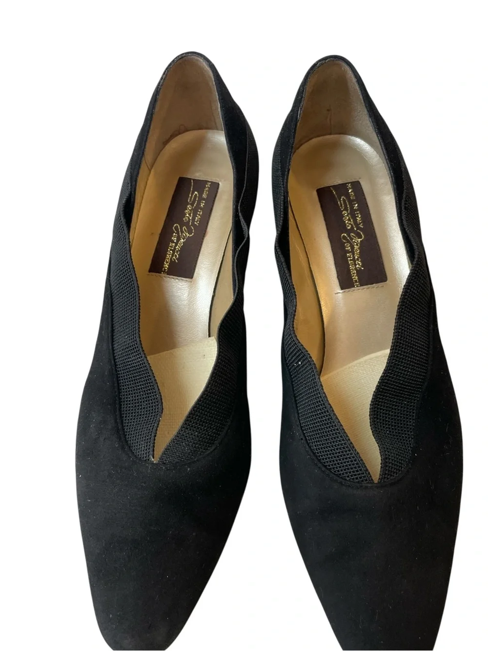 SESTO MEUCCI Black Suede Italian Made Ribbon Trim Flats Low Heel Shoes - Sz 5.5